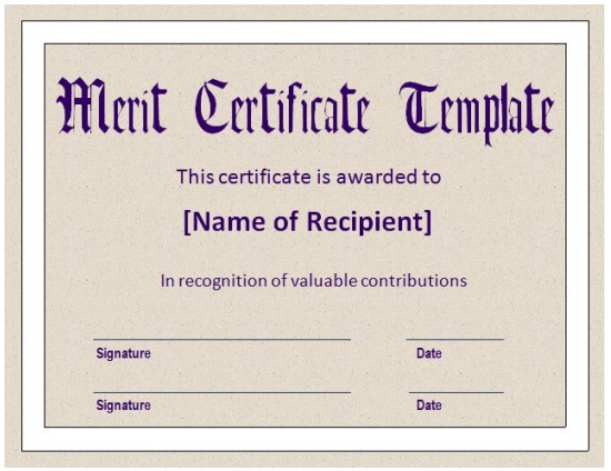 printable certificate of merit template 4