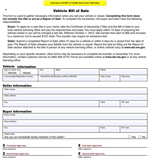 printable recreational vehicle bill of sale form