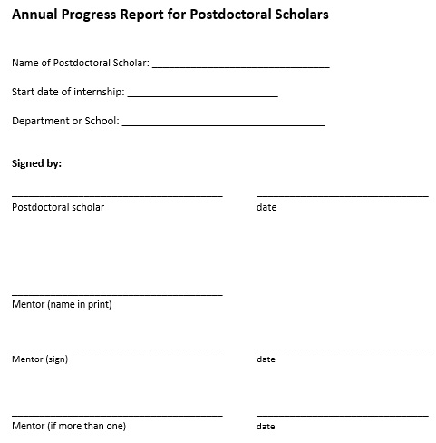 annual progress report for postdoctoral scholarship template