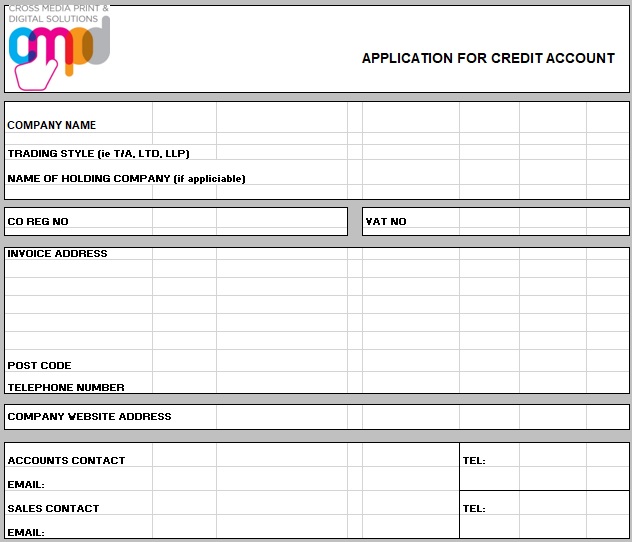 application for credit account template