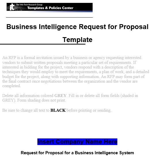 business intelligence request for proposal template