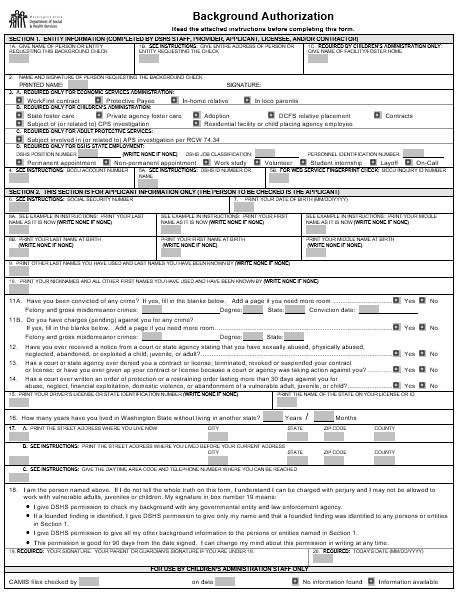 free background check authorization form 1