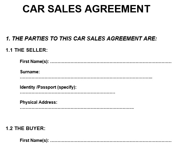 free car sale contract template 3