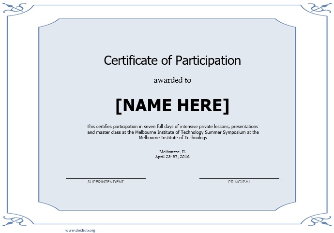free certificate of participation template 1
