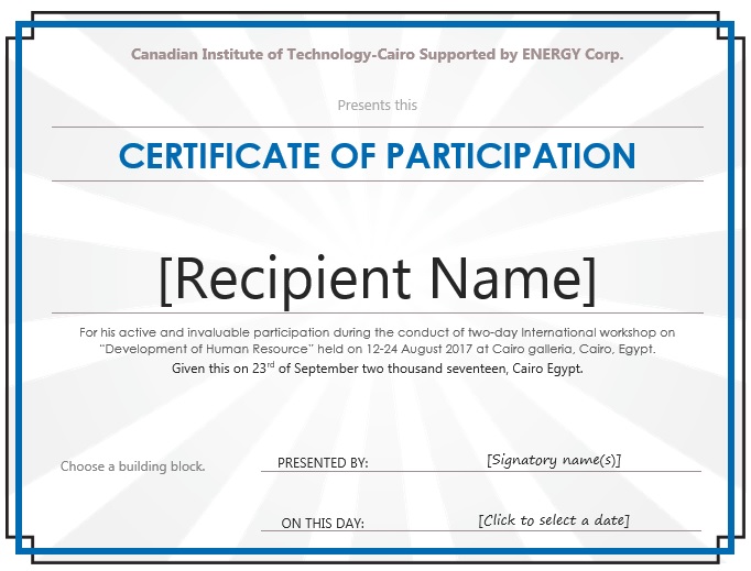 free certificate of participation template