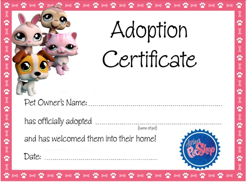 free dog adoption certificate template 2