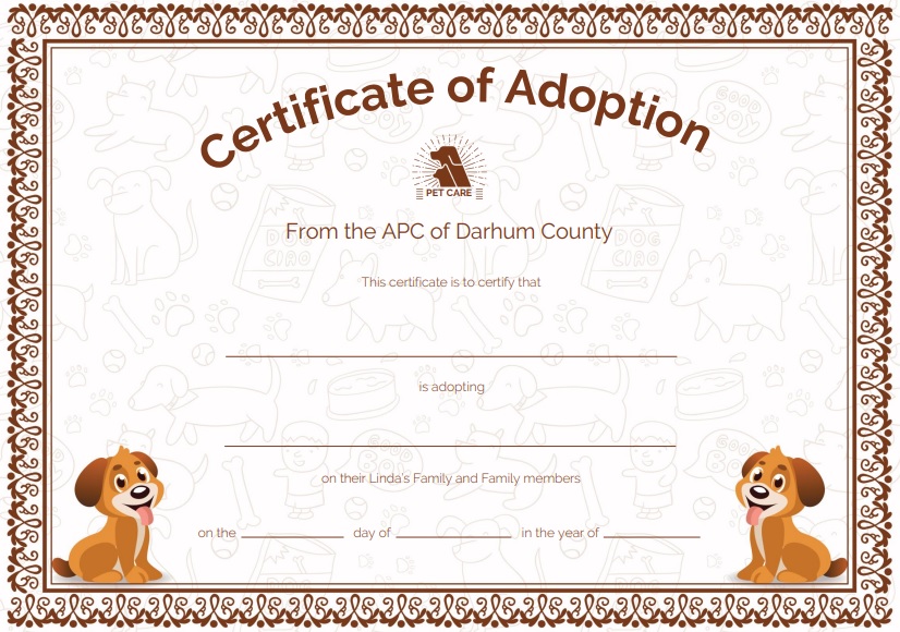 free dog adoption certificate template 4