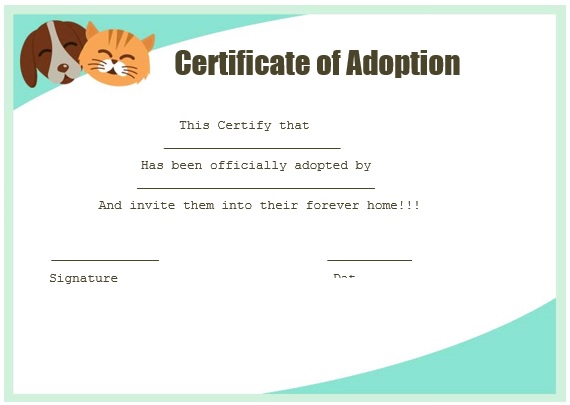 free dog adoption certificate template 6