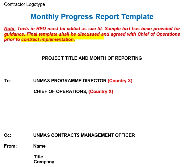 free progress report template word