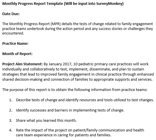 monthly progress report template