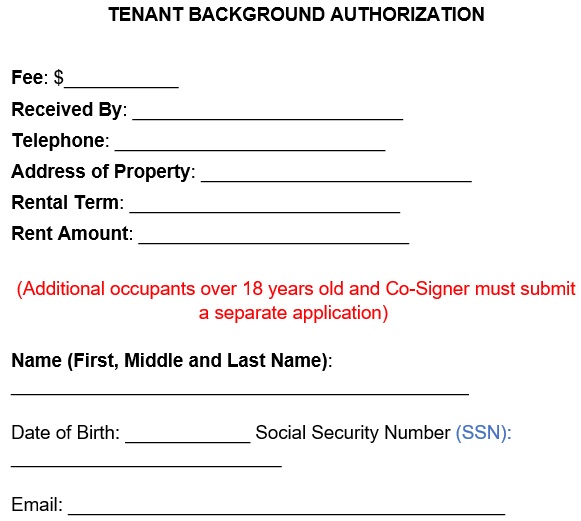 tenant background authorization form