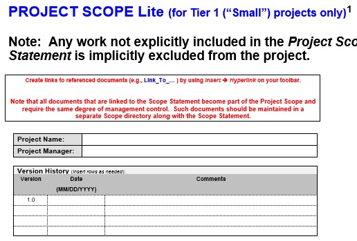 free project scope example 1
