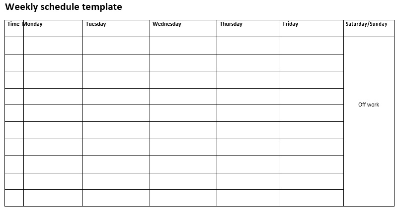 free weekly schedule template 4