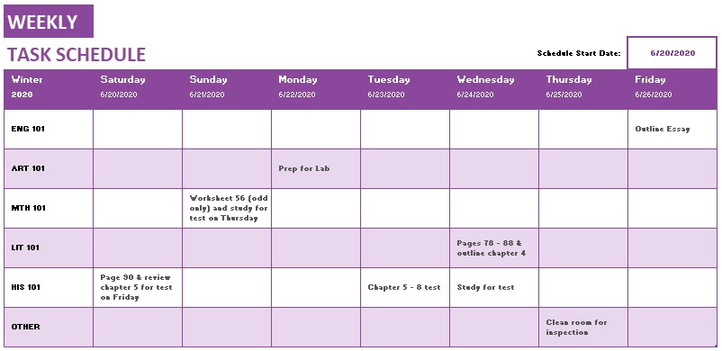 free weekly schedule template 9