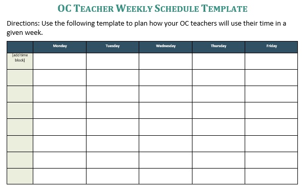 oc teacher weekly schedule template
