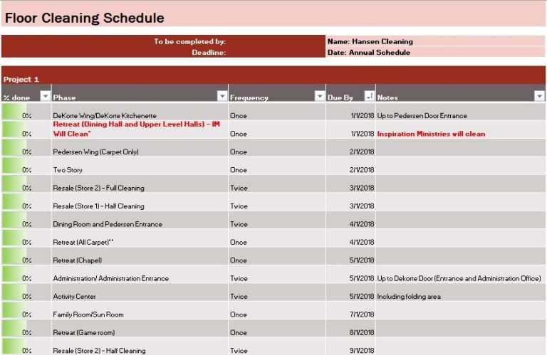 17+ Daily, Weekly & Monthly Cleaning Schedule Templates (Excel / Word ...