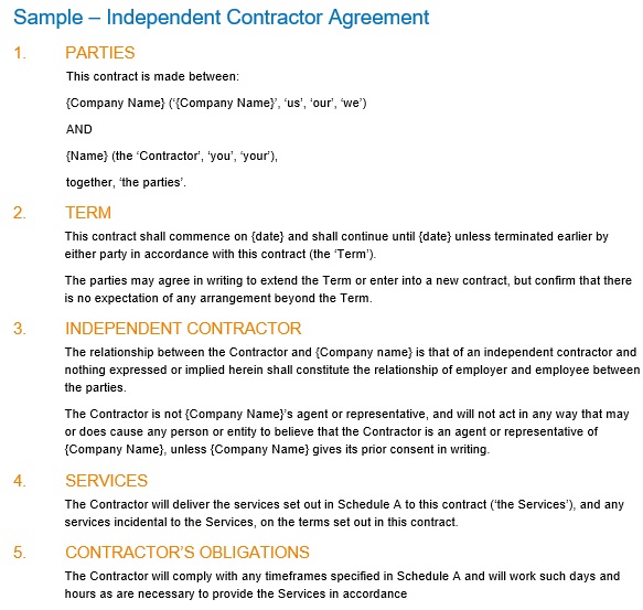 free independent contractor agreement 14