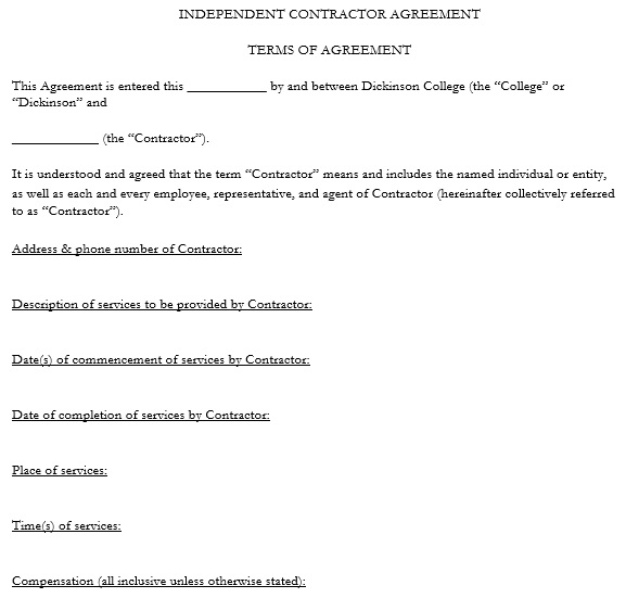 free independent contractor agreement 4