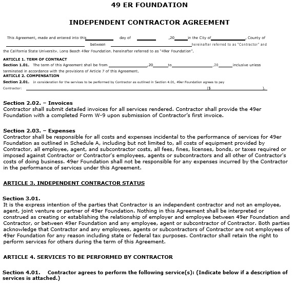free independent contractor agreement 5