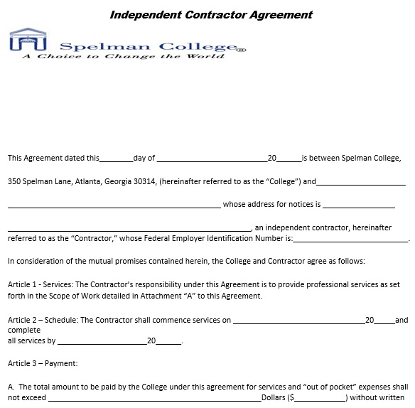 free independent contractor agreement