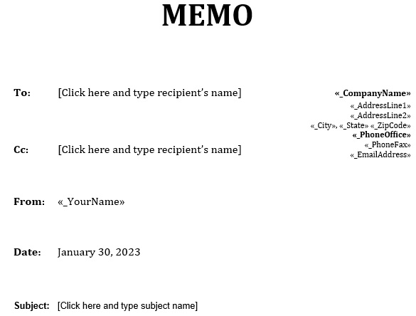 free memo template 8