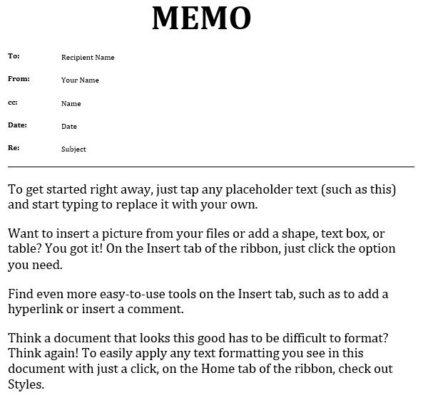 free printable memo template