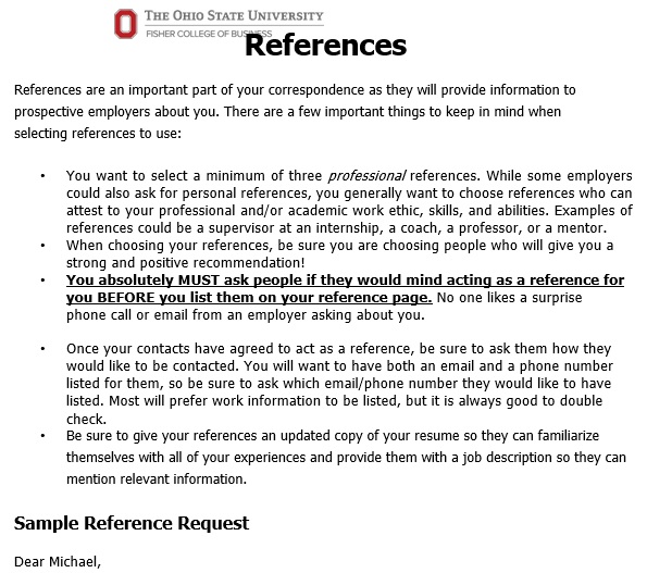 free reference list template 1