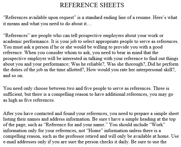 free reference list template 2