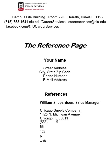 free reference list template
