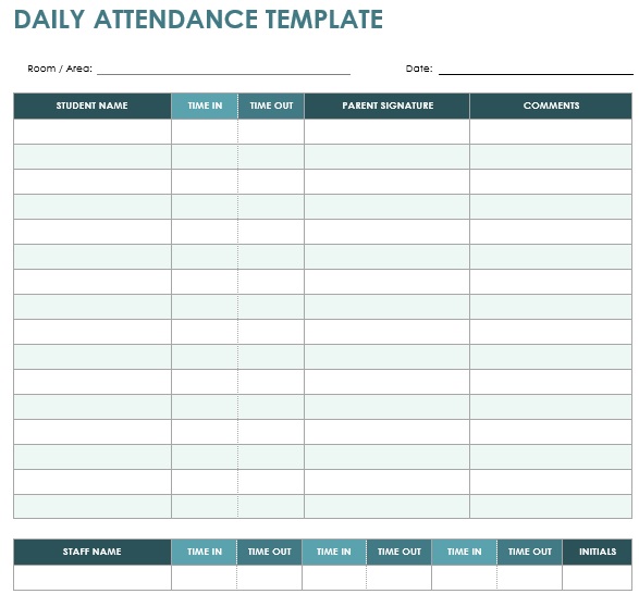 daily attendance template