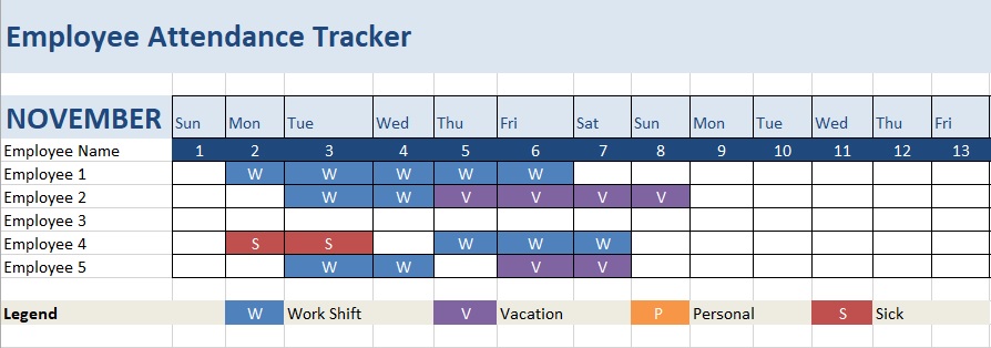 free employee attendance tracker template