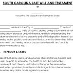 South Carolina last will and testament template