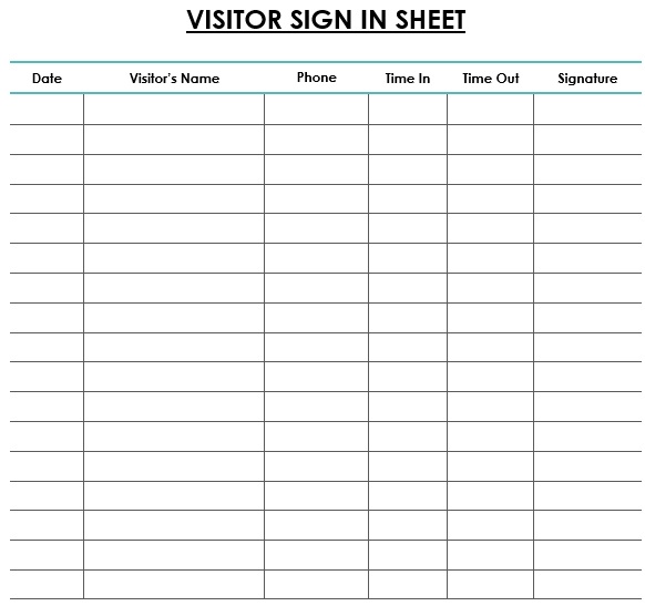 free sign in sheet template