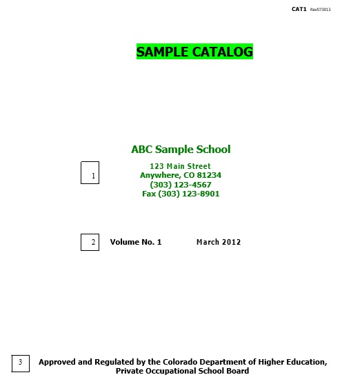 sample catalogue template