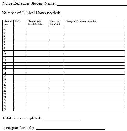 clinic log sheet template