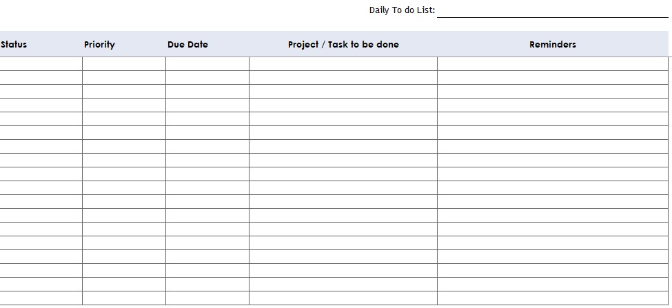 project to do list template