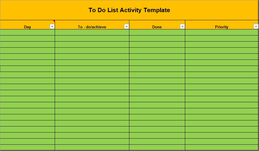 to do list activity template