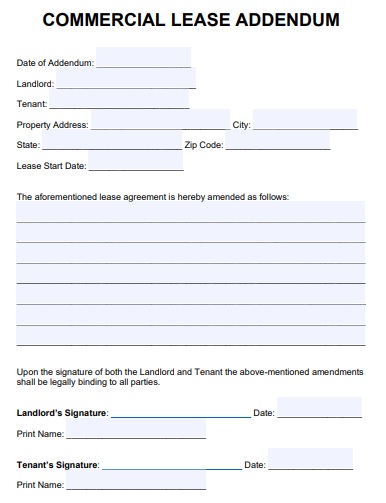 commercial lease agreement addendum