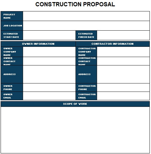 free construction proposal template