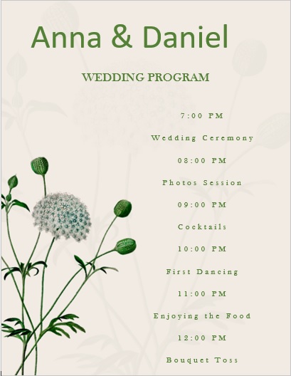 printable wedding program template
