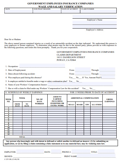 wage and salary verification form