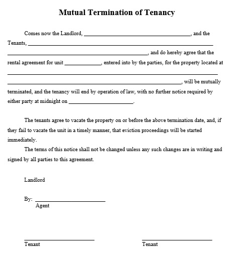 mutual termination of tenancy