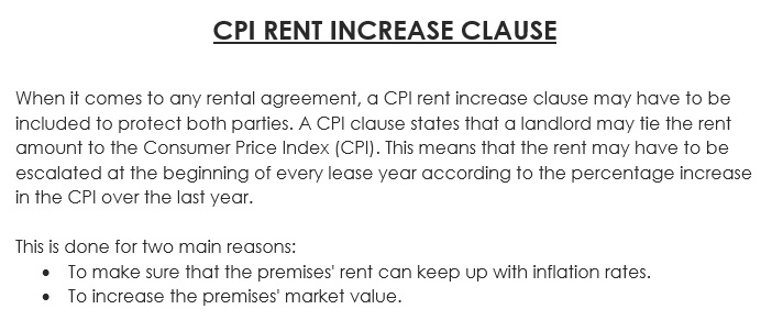 cpi rent increase clause