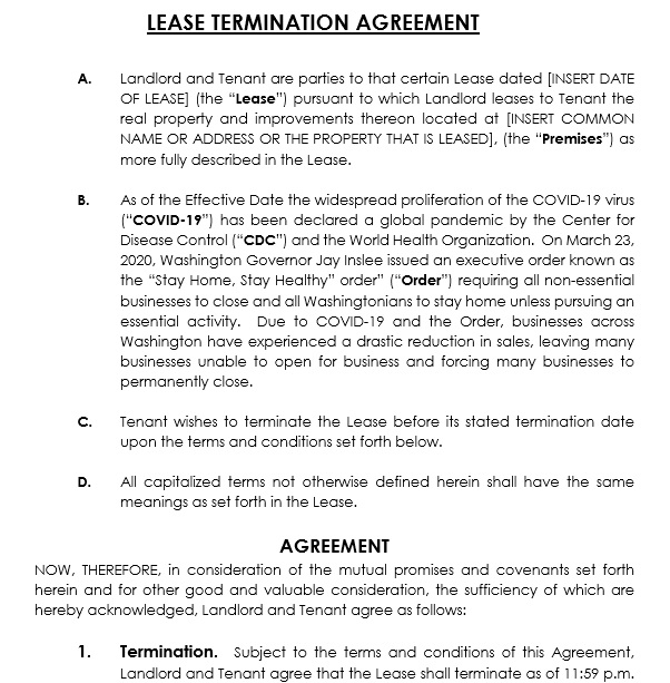 early lease termination clause template