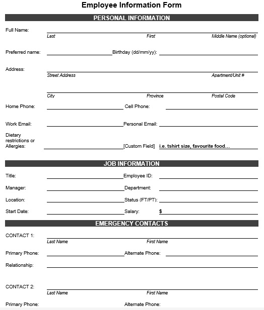 employee information form