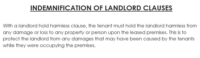 indemnification of landlord clauses