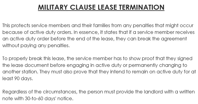 military clause lease termination example