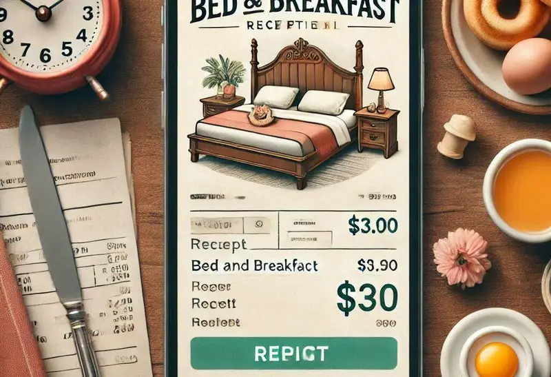 bed and breakfast receipt template