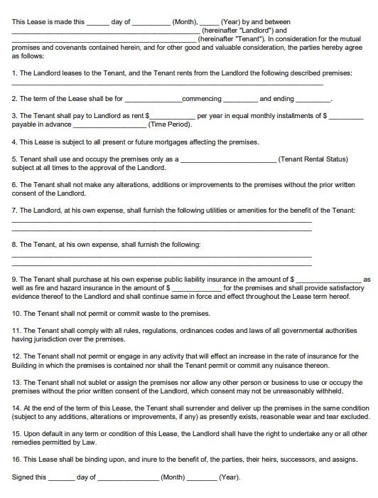 Free Commercial Property Lease Agreement Template For Landlords Word Templatedata